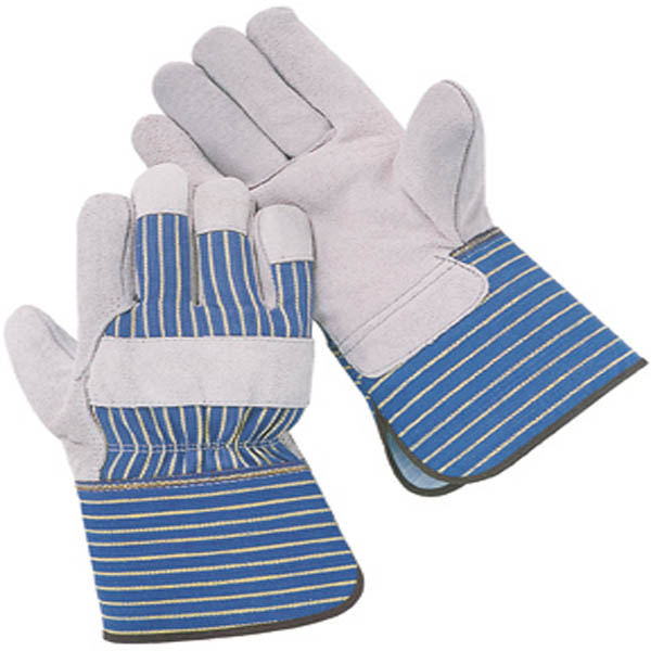 Wells Lamont Y3107 Select Shoulder Leather Palm Gloves with Striped Gauntlet Cuffs and Canvas Backs